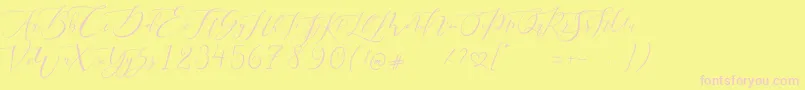 フォントPretty Women script – ピンクのフォント、黄色の背景