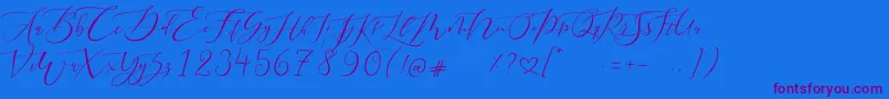 Pretty Women script-Schriftart – Violette Schriften auf blauem Hintergrund