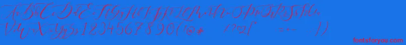 フォントPretty Women script – 赤い文字の青い背景