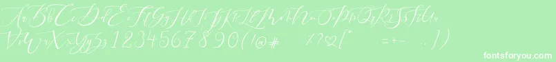 Pretty Women script-Schriftart – Weiße Schriften auf grünem Hintergrund