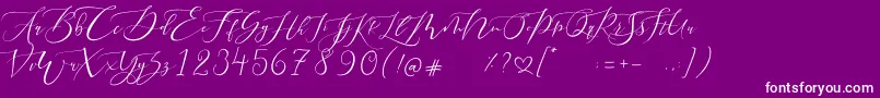 Fonte Pretty Women script – fontes brancas em um fundo violeta