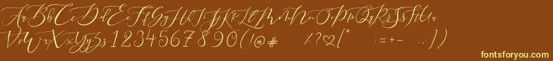 フォントPretty Women script – 黄色のフォント、茶色の背景