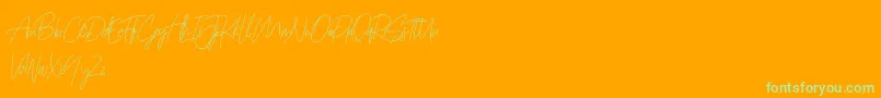 Prettygirlfree Font – Green Fonts on Orange Background