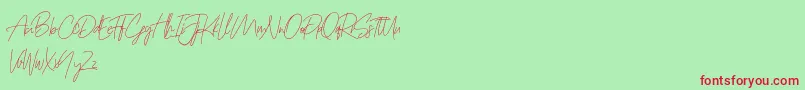 フォントPrettygirlfree – 赤い文字の緑の背景