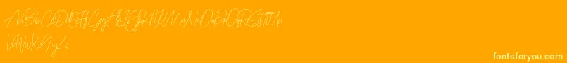 Prettygirlfree-Schriftart – Gelbe Schriften auf orangefarbenem Hintergrund