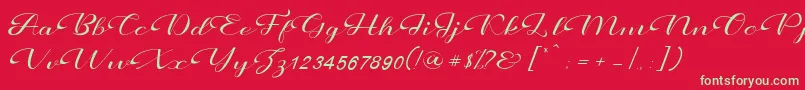 フォントPrettyholic – 赤い背景に緑の文字