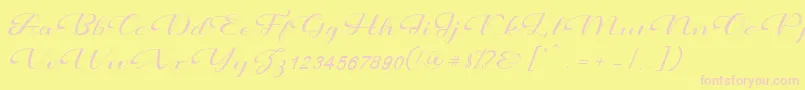 Prettyholic-Schriftart – Rosa Schriften auf gelbem Hintergrund