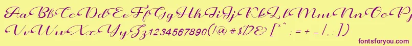 Prettyholic-Schriftart – Violette Schriften auf gelbem Hintergrund