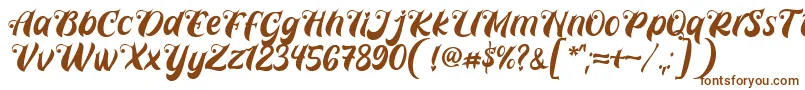 フォントPrettyla Font By 7NTypes D – 白い背景に茶色のフォント