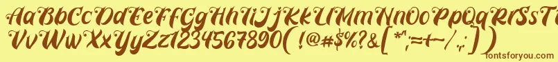 Prettyla Font By 7NTypes D Font – Brown Fonts on Yellow Background