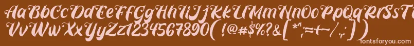 フォントPrettyla Font By 7NTypes D – 茶色の背景にピンクのフォント