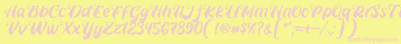Prettyla Font By 7NTypes D-fontti – vaaleanpunaiset fontit keltaisella taustalla