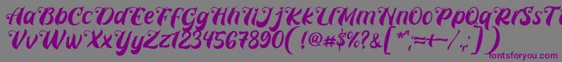 フォントPrettyla Font By 7NTypes D – 紫色のフォント、灰色の背景