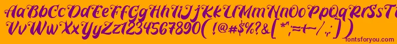 フォントPrettyla Font By 7NTypes D – オレンジの背景に紫のフォント