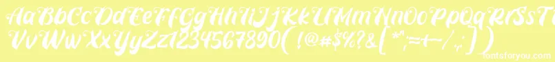 Prettyla Font By 7NTypes D-fontti – valkoiset fontit keltaisella taustalla