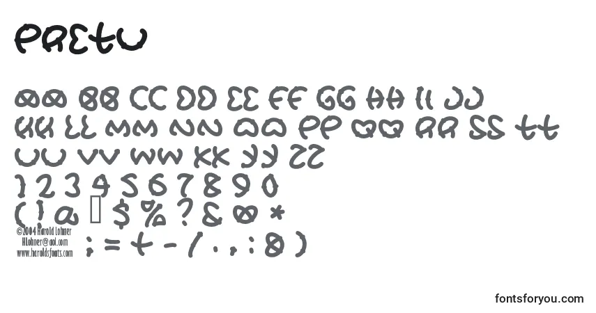 Шрифт PRETU    (137327) – алфавит, цифры, специальные символы