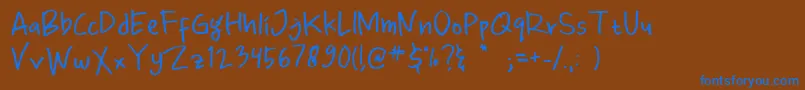 フォントPriandhani Prime – 茶色の背景に青い文字