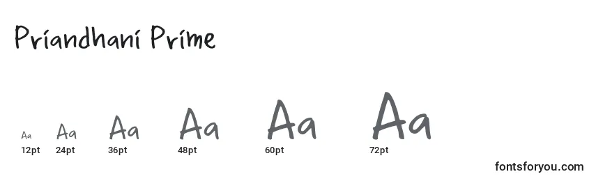 Priandhani Prime Font Sizes
