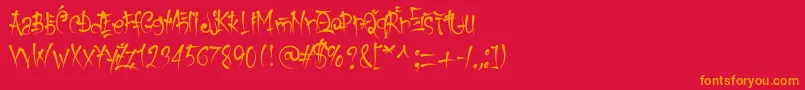 KeetanoGaijin Font – Orange Fonts on Red Background