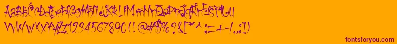 KeetanoGaijin Font – Purple Fonts on Orange Background