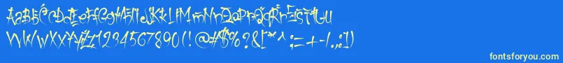 KeetanoGaijin Font – Yellow Fonts on Blue Background