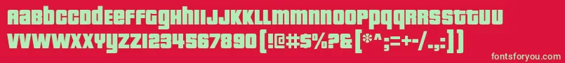 pricedown bl Font – Green Fonts on Red Background