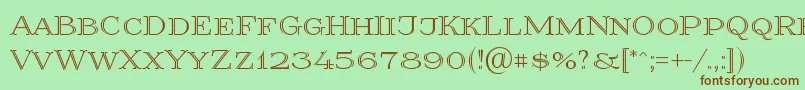 Prida36 Font – Brown Fonts on Green Background