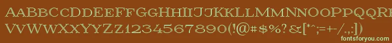 Prida36 Font – Green Fonts on Brown Background