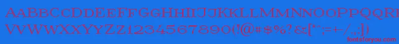 Prida36-Schriftart – Rote Schriften auf blauem Hintergrund