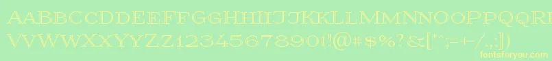 Prida36 Font – Yellow Fonts on Green Background