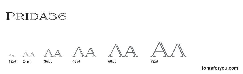 Размеры шрифта Prida36 (137333)
