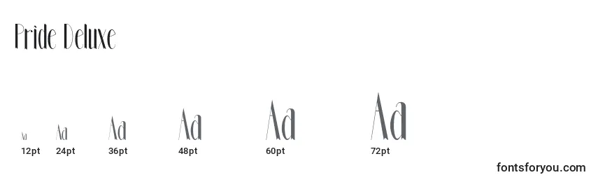 Pride Deluxe Font Sizes