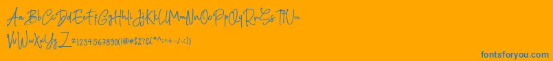 Prily-Schriftart – Blaue Schriften auf orangefarbenem Hintergrund