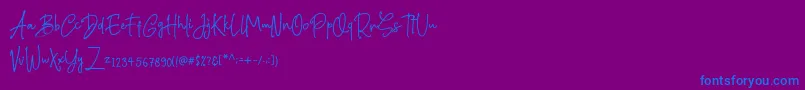 Prily-Schriftart – Blaue Schriften auf violettem Hintergrund