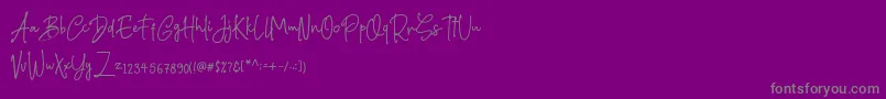 Prily-fontti – harmaat kirjasimet violetilla taustalla