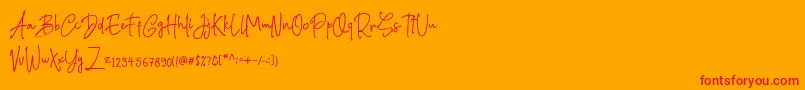 Prily-Schriftart – Rote Schriften auf orangefarbenem Hintergrund