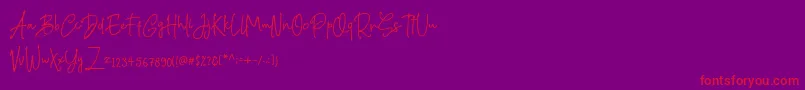 Prily-Schriftart – Rote Schriften auf violettem Hintergrund