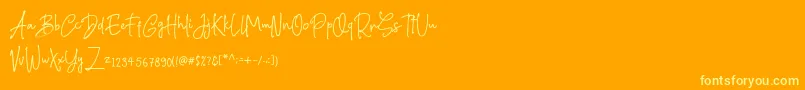 Prily-Schriftart – Gelbe Schriften auf orangefarbenem Hintergrund