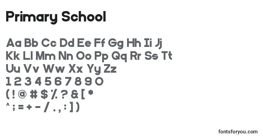 A fonte Primary School – alfabeto, números, caracteres especiais