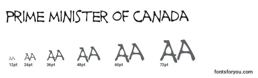 Größen der Schriftart Prime minister of canada