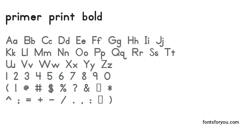 Schriftart Primer print bold (137340) – Alphabet, Zahlen, spezielle Symbole
