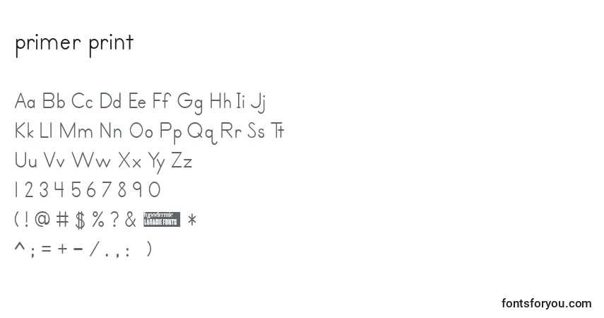 A fonte Primer print (137341) – alfabeto, números, caracteres especiais