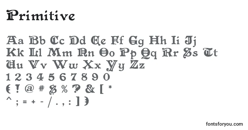 Schriftart Primitive (137342) – Alphabet, Zahlen, spezielle Symbole