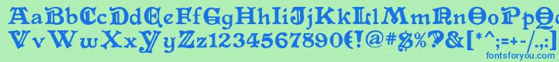 Primitive Font – Blue Fonts on Green Background