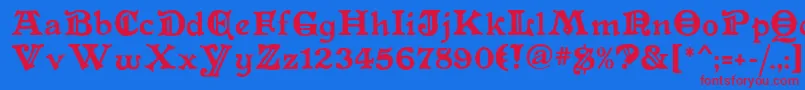 Primitive Font – Red Fonts on Blue Background