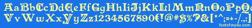 Primitive Font – Yellow Fonts on Blue Background