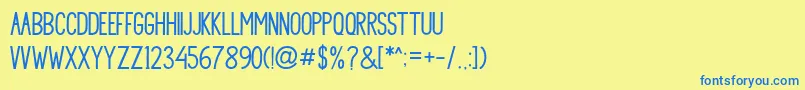 Czcionka Princella Sans – niebieskie czcionki na żółtym tle
