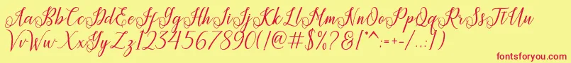 Princella Font – Red Fonts on Yellow Background