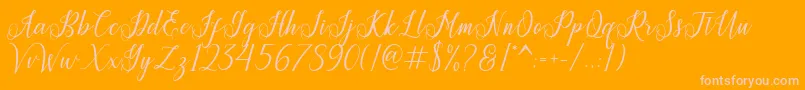 Princella-Schriftart – Rosa Schriften auf orangefarbenem Hintergrund