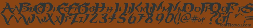 フォントPRINP    – 黒い文字が茶色の背景にあります